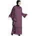 Embroidered abaya with Butterfly sleeves- Plum color
